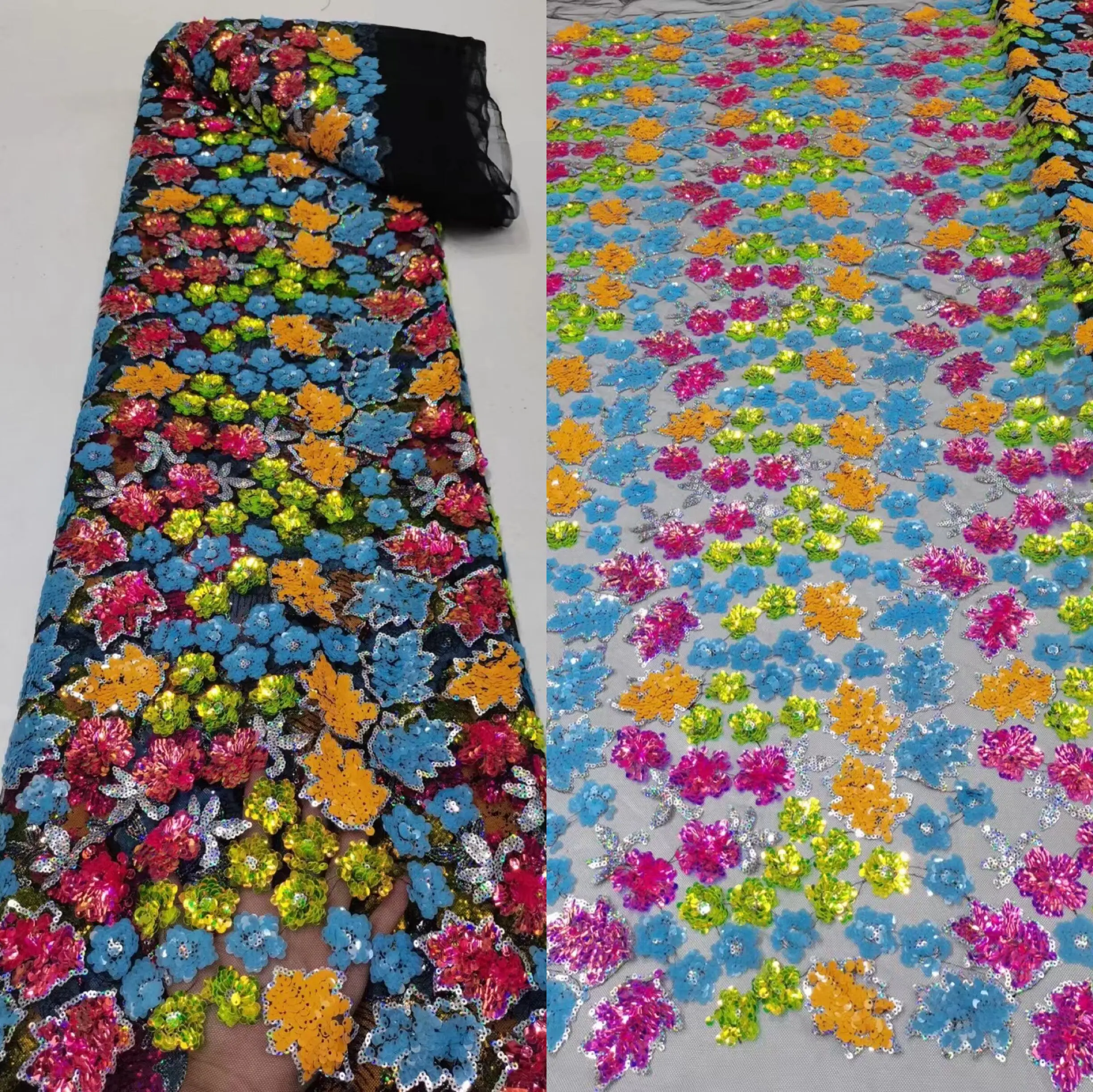 

African Lace Fabric Embroidery Tulle Lace with sequins S-1222287 High Quality African French Net Lace Fabric For Sewing Dress