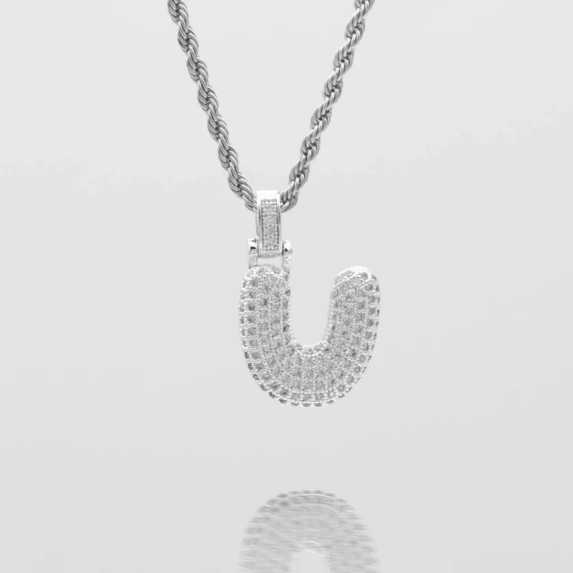 

Custom Gold Shaped Initial Necklace Personalized Pendant Full Cubic Zirconia Inlay Tennis Chain Jewelry Trendy Bling Christmas