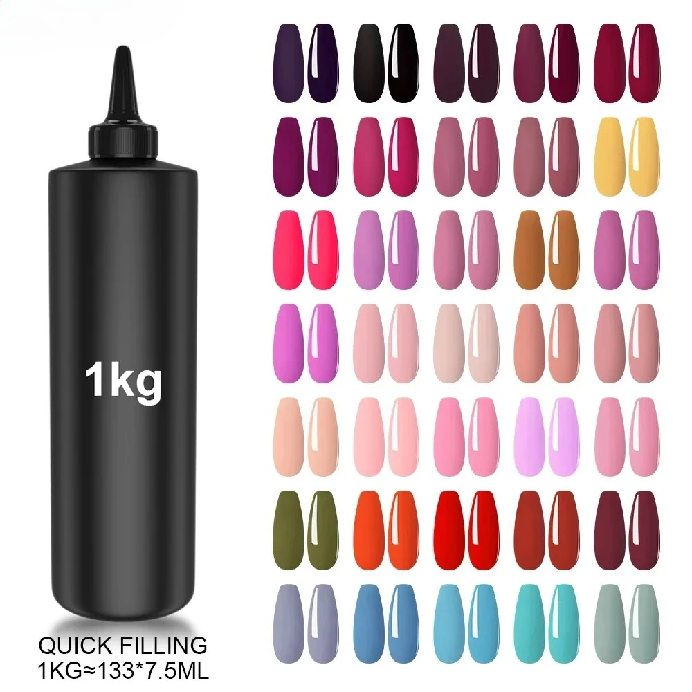 

UV Gel Polish 1kg Soak off LED Lamp Colorful Nail Pure Varnishes Top Base Matte Coat Manicure Lacquers DIY Salon Press on Tips