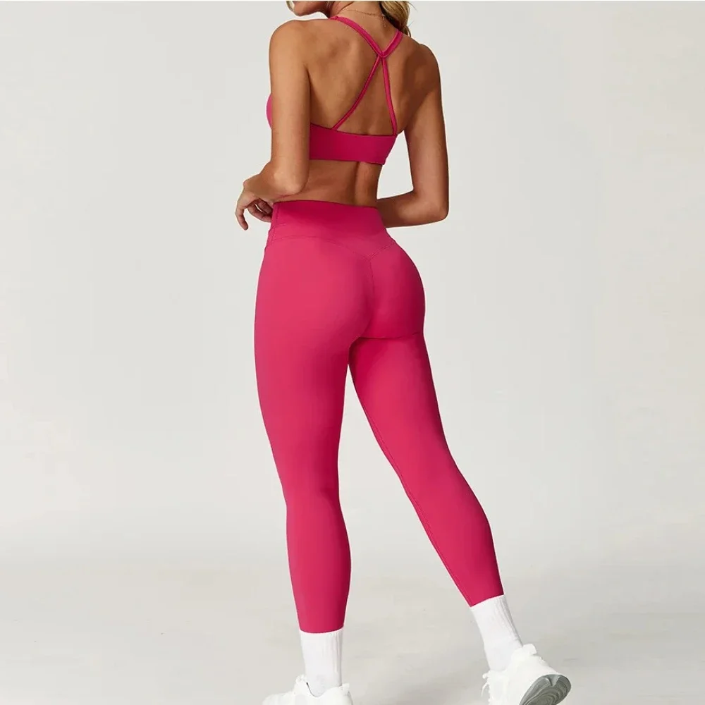 

Women's Tracksuit 2PCS Fitness Suit Yoga Set Sportswear Workout Sports Bra High Waist Leggings Gym Clothing Seamless Sports Suit