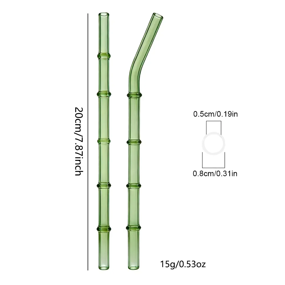 4pcs High Borosilicate Glass Straw Reusable Eco Friendly Drinking Straws Set Bubble Tea Smoothies Bar Accessories