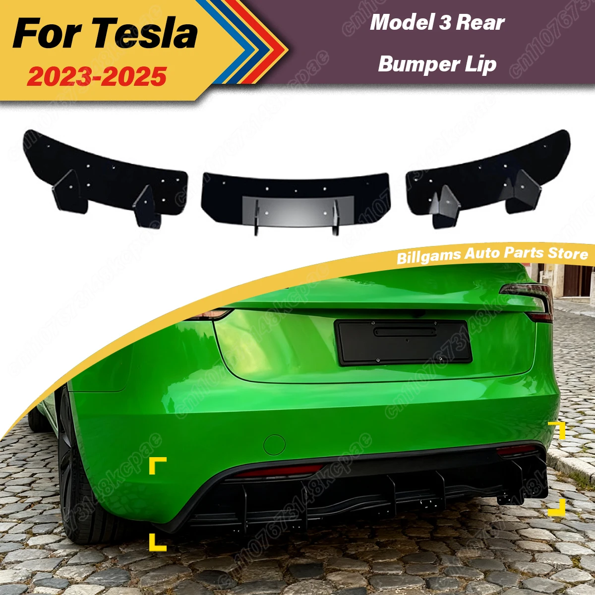 

For Tesla Model 3 2023 2024 2025 Automobile Rear Bumper Spoiler Lip Tail Bumper Splitter Lip Diffuser Modification Accessories