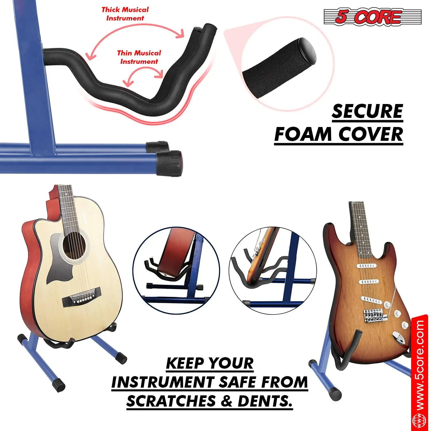 Soporte de guitarra con forma de marco y brazo de espuma suave, goma antideslizante para ukelele bajo eléctrico acústico