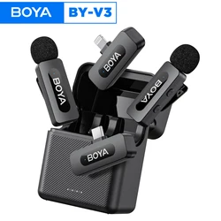 BOYA BY-V3 Wireless Lavalier Microphone for iphone Android Type-c Smartphone Camera Youtube Recording Live Streaming Interview