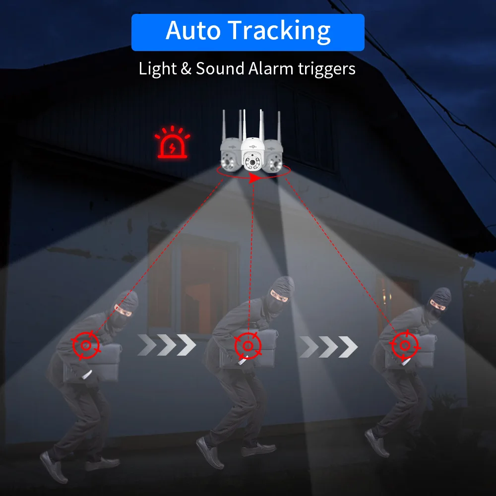 Hiseeu 5MP Bezprzewodowy system CCTV 10CH NVR WiFi Zestaw kamer HD do nadzoru bezpieczeństwa Pełnokolorowe kamery IP PTZ z noktowizorem