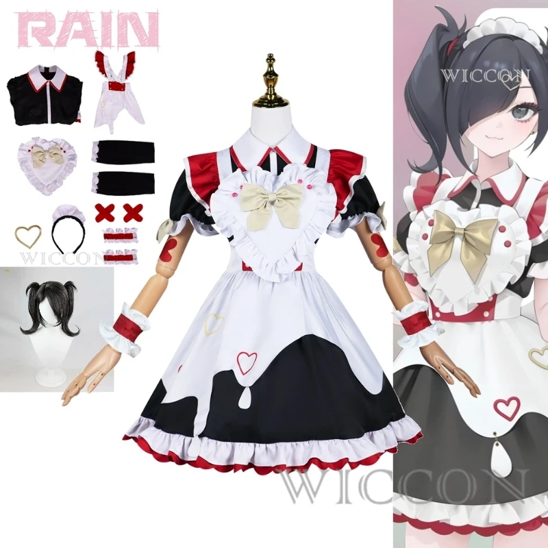 

NEEDY GIRL OVERDOSE Game Rain AmaSachi Superchat Demon Angel chan's Reality Sugar With Black Dress Cosplay Costume Game Full Set