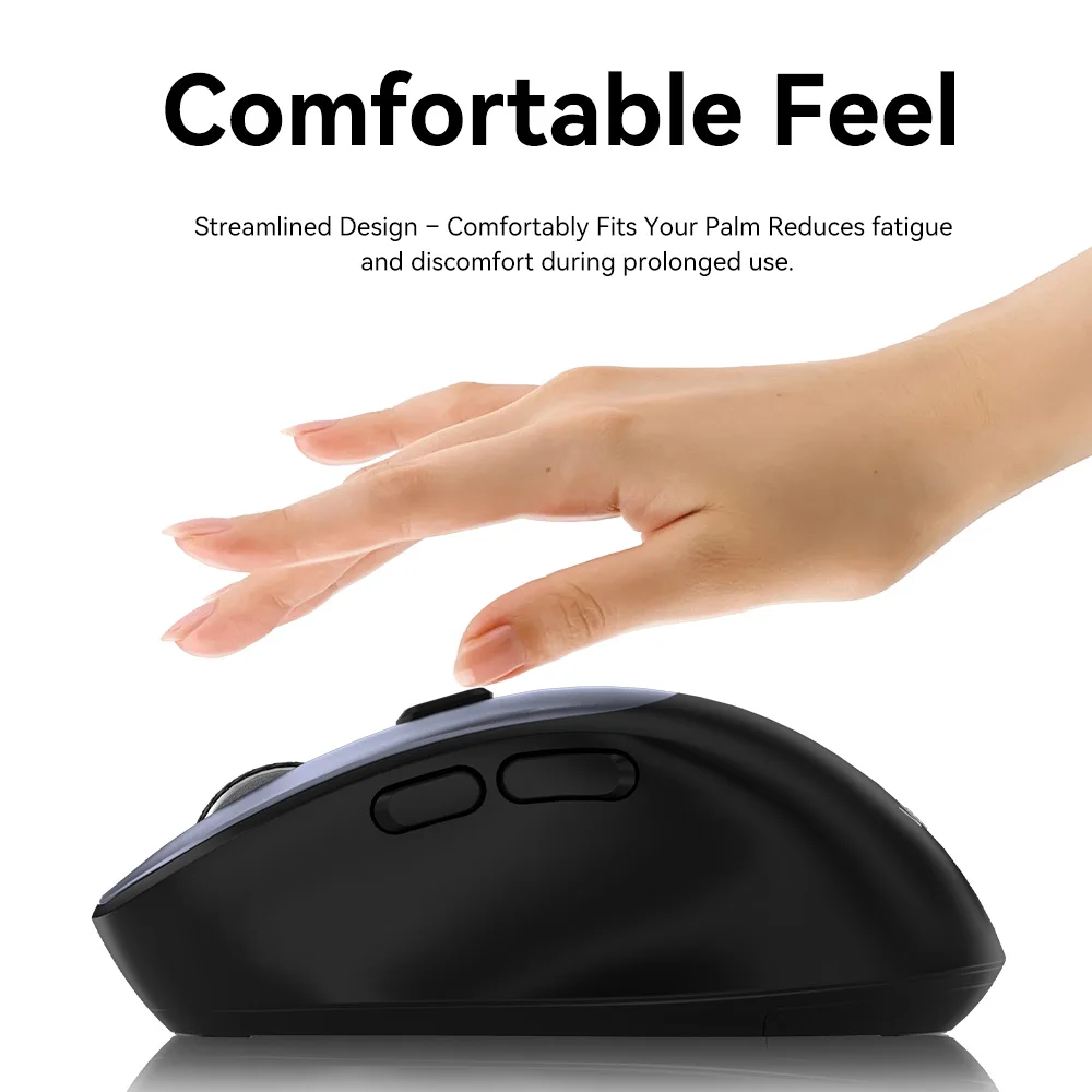 VegGieg Silent Click Wireless Mouse 3600DPI 5.3 Bluetooth Dual Mode Rechargeable Ergonomic Office Mouse for PC Mac Laptop