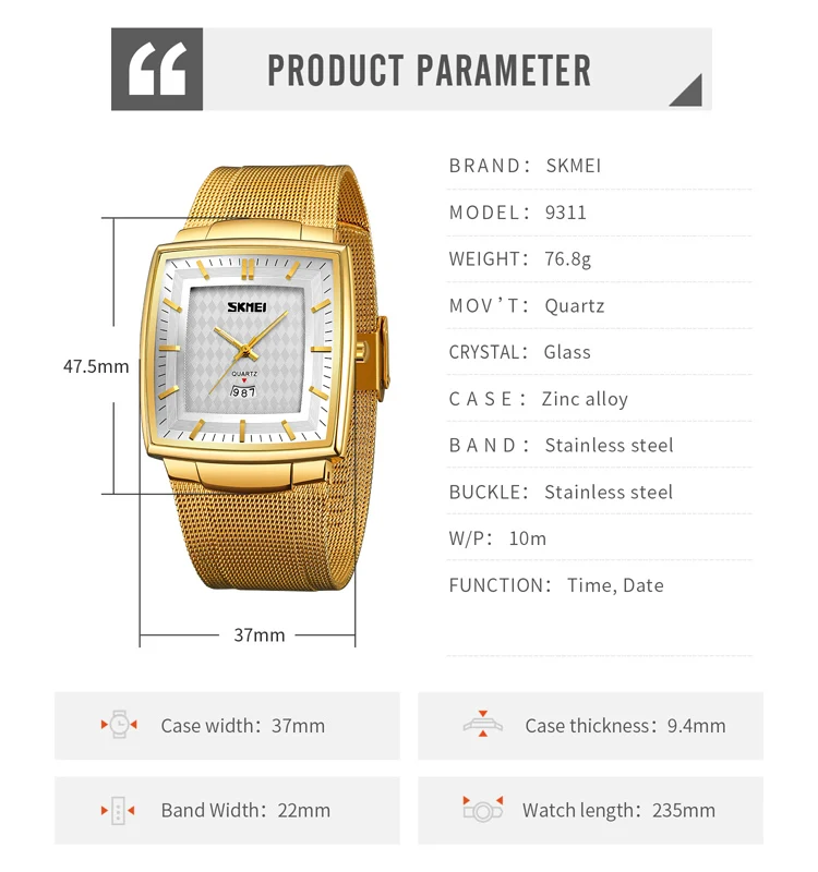 SKMEI Top Brand Luxury 2023 Full Steel Watches Mens Casual Time Date Quartz Wristwatch Sport Watches Clock Male reloj hombre