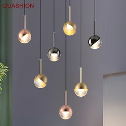 Nordic Rose Gold crystal Ball Pendant Light Personality Design Loft Aisle Bar Living Room Bedside  Suspension Light Fixtures