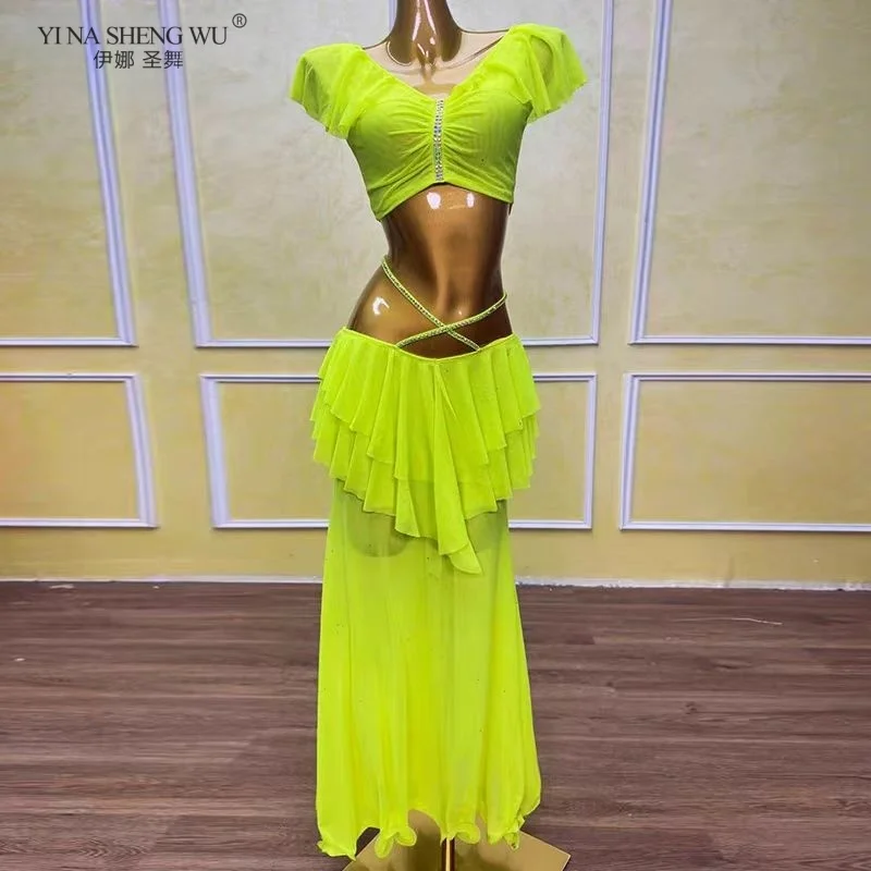 مجموعة أزياء النساء Wuchieal 2025 الجديدة لأداء الرقص الشرقي الشرقي تنورة علوية ممارسة اللياقة البدنية ملابس الرقص الزي #4