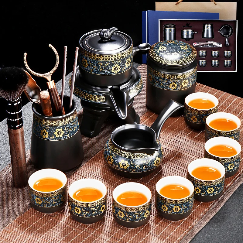 Semi Automatic Chinese Tea Set Porcelain Maker Afternoon Chinese Kung Fu Tea Set Traditional Porcelanato Teapot Ceramic AB50TS