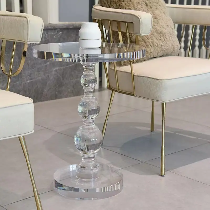 American Light Luxury Acrylic Coffee Table Transparent Simple Modern Crystal Designer Sofa Corner Table Art Small Round Table