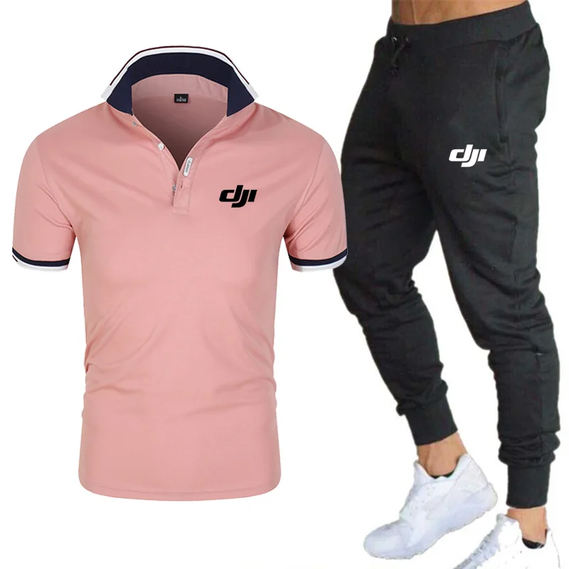 Monogrammed Men\'s Tracksuit, Polo Shirt + Pants, Summer Tracksuit, Jogging Pants, Street Wear, Top, Polo Shirt,Business Menswear