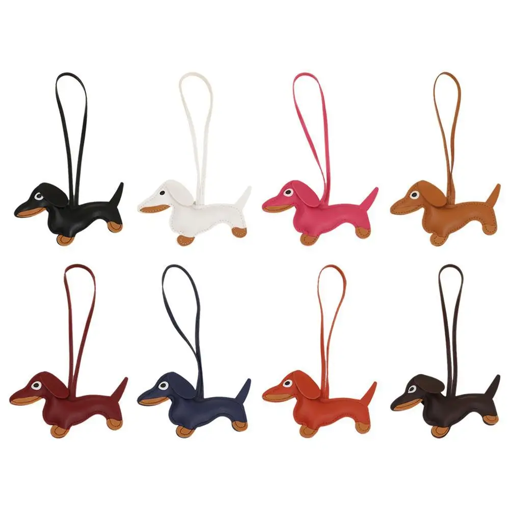 Classic Cute Puppy Dog Bag Pendant Key Chain Fashion PU Leather Dachshund Key Accessories Gifts