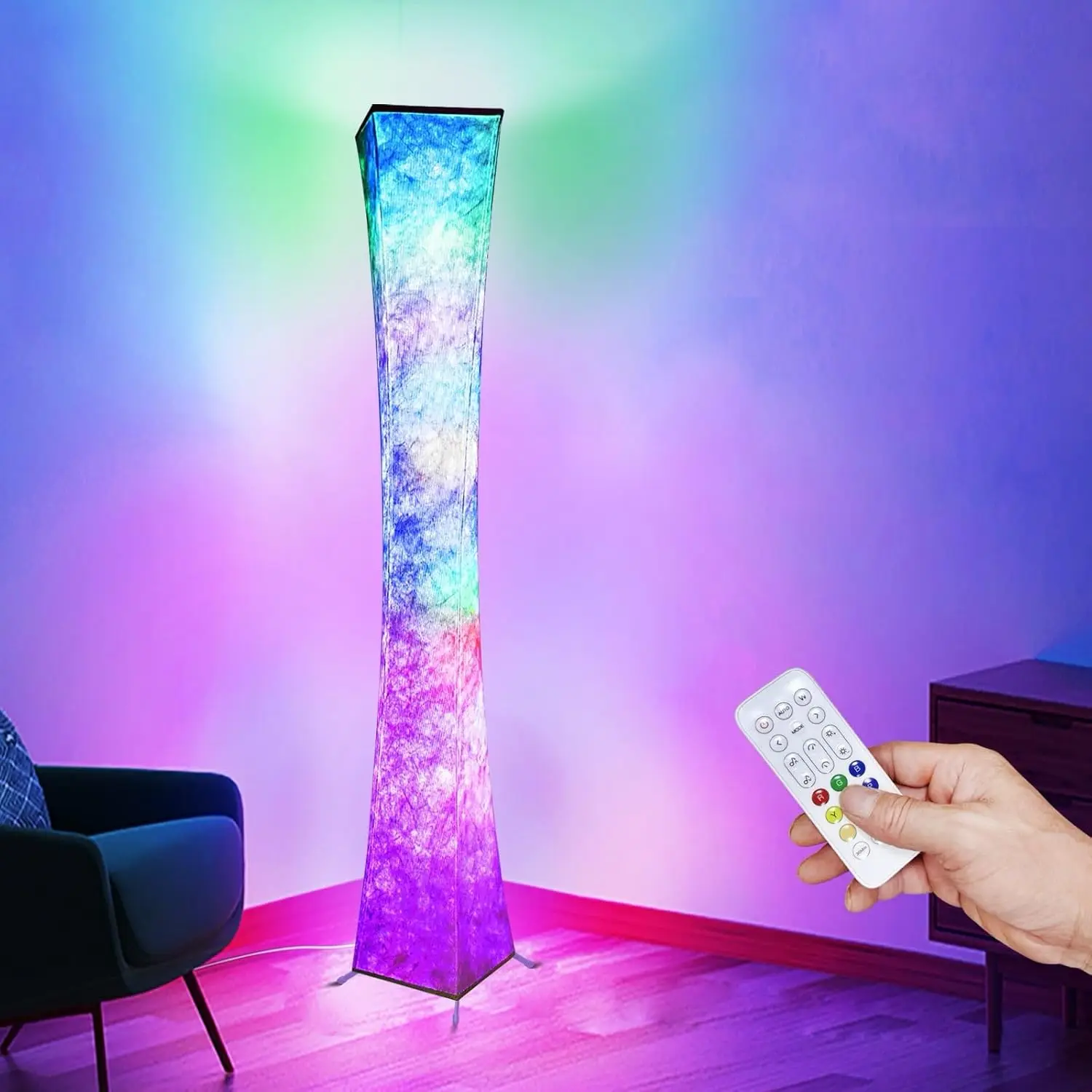 Floor Lamp, Rgb Color Changing Led Smart Lamp, Music Sync, App Remote Control, 62'' Standing Lamp For Living Room Bedroom Game