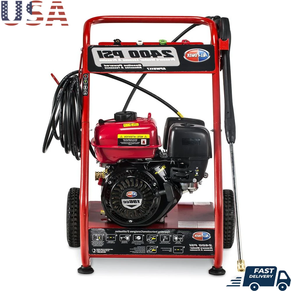 All Power APW5117 Pressure Washer 2400 PSI 2.5 GPM 4 Quick Connect Spray Nozzles JD Engine 209cc Gasoline