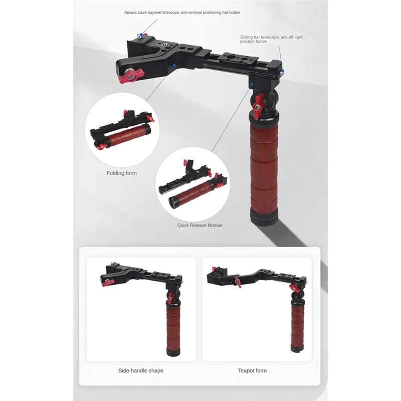 Para DJI Estabilizador de mano Soporte de cardán de expansión Mango de olla de elevación de palisandro plegable multifuncional de doble uso Durable, A