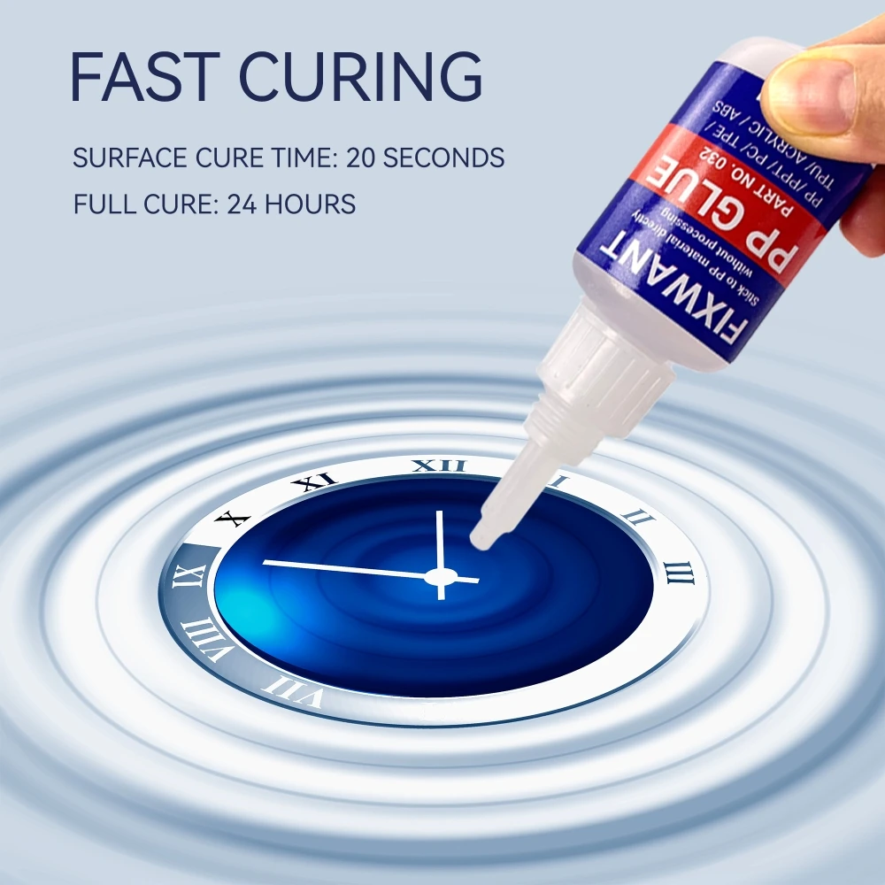 High Strength PP Polypropylene Special Glue - Strong Bonding in Seconds, Waterproof, Works on PPT/ PC/ ABS/ TPE/ TPU/ ACRYLIC