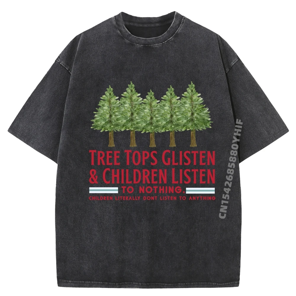 

Graphic Women's Tshirts Tree Tops Glisten And Children Normal Tees Christmas High Quality Streetwear Washed Tops Shirts