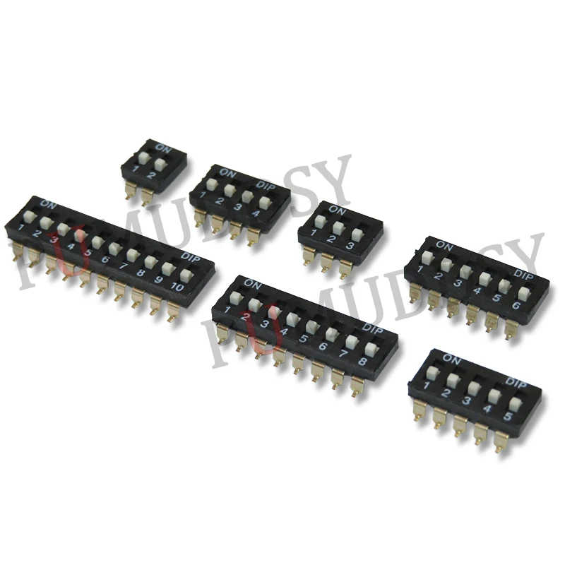 5PCS 2.54mm Pitch Slide Switch 1P 2P 3P 4P 5P 6P 8P 10P  SMD DIP Black Snap Switch Gold Plated Feet Black Toggle Switch