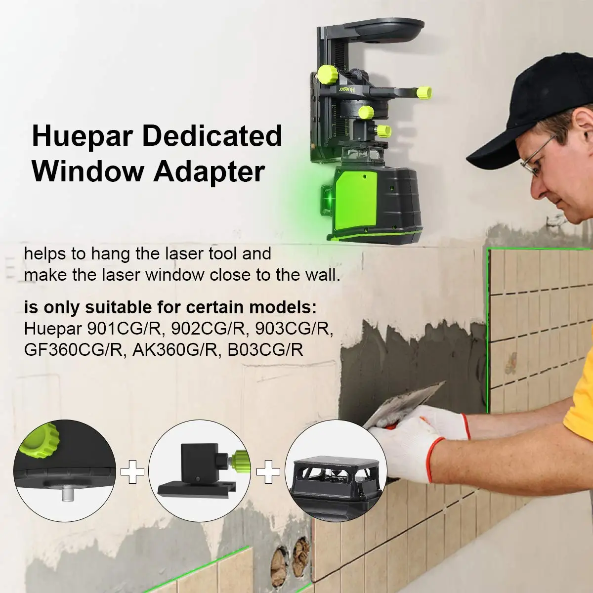 Huepar Fine-tuning Bracket Laser Level Adapter Multifunctional Magnetic Pivoting Base with Adjustable Clip 360° Adjustable Tool