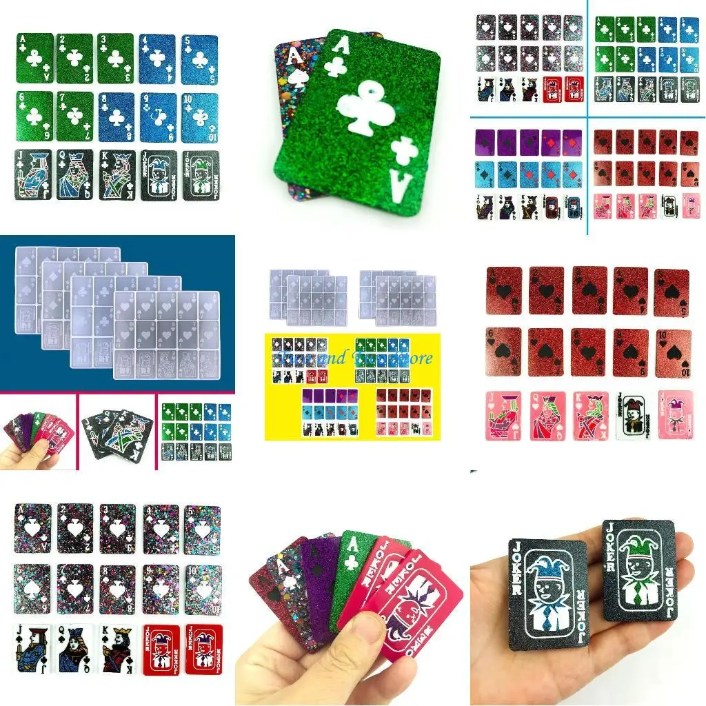 

HX6F 15 Cavities Playing Card Epoxy Molds DIY Resin Craft Cards Silicone Casting Mold