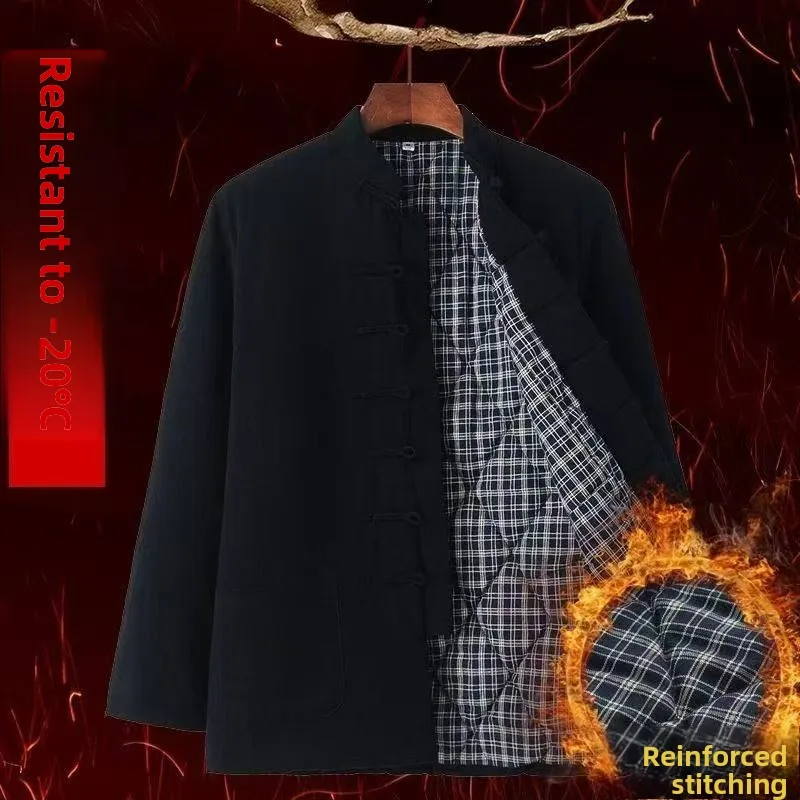 

Thiened Pure Cotton Traditional Chinese Sle Handmade Cotton Jaet Winter Outerwear for Middle-Aged And ly Men
