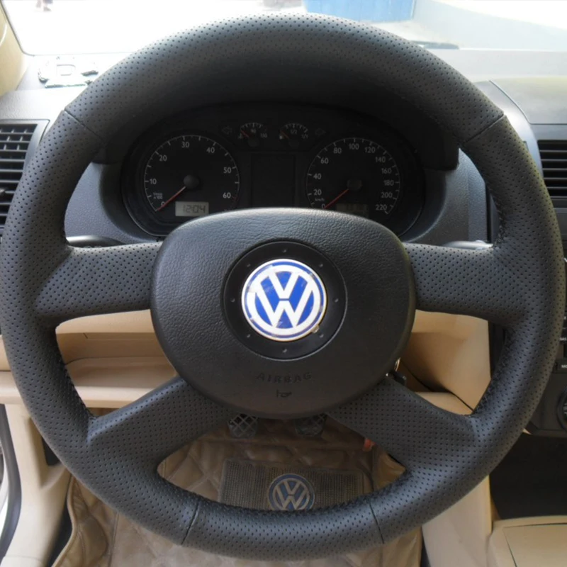 

Для Volkswagen VW Golf 5 (V) Touran 2003-2005 Polo FOX прошитая вручную черная натуральная кожа с нескользящей текстурой