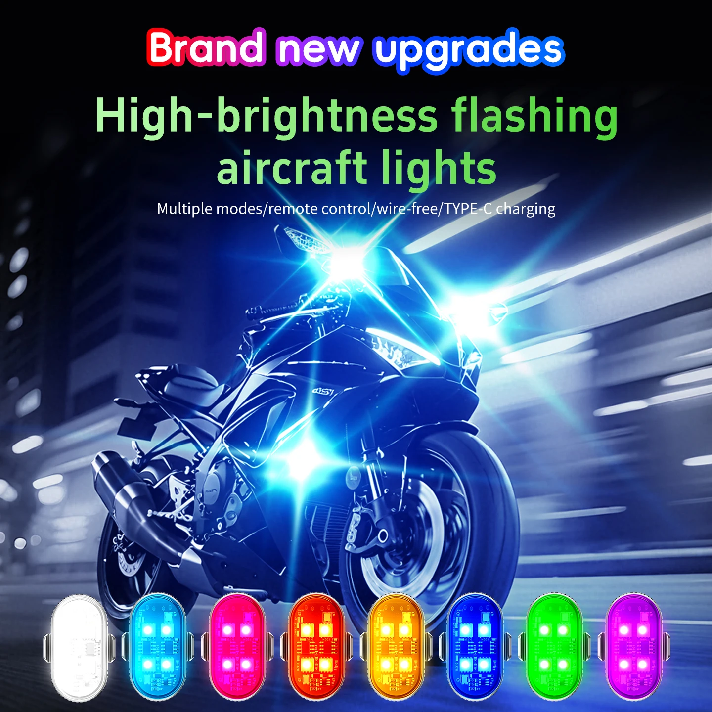 

Motorcycle LED RGB Warning Light Car Flash Signal BuIb Drone With Remote Strobe Light Bicycle Indicator Safety Mini Lights