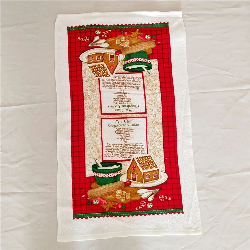 

1Pc Christmas Series Printed Cotton Tea Towel Kitchen Dishcloth Cleaning Tool Xmas Party Decor Gift