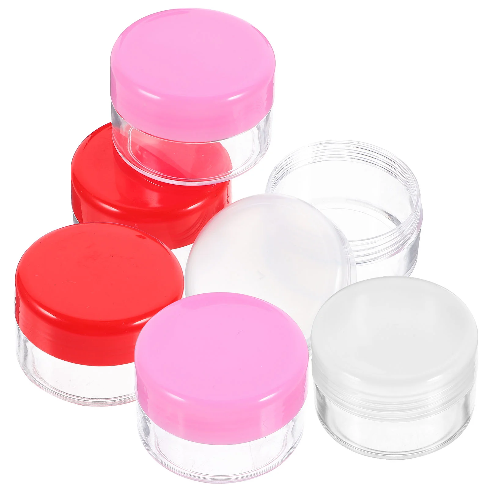 

6pcs 20g 20ml Jars Empty Cream Containers Lids Travel Refillable Small Storage Transparent Plastic Red Clear