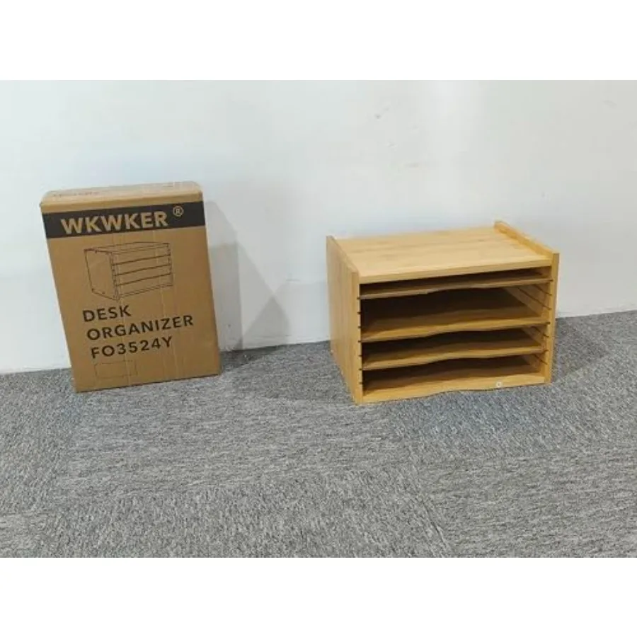 منظم الملفات مع 3 أرفف قابلة للتعديل، صينية رسائل المستندات الخيزران، فارز الملفات الورقية لسطح المكتب والمكتب والمنزل والدراسة #6