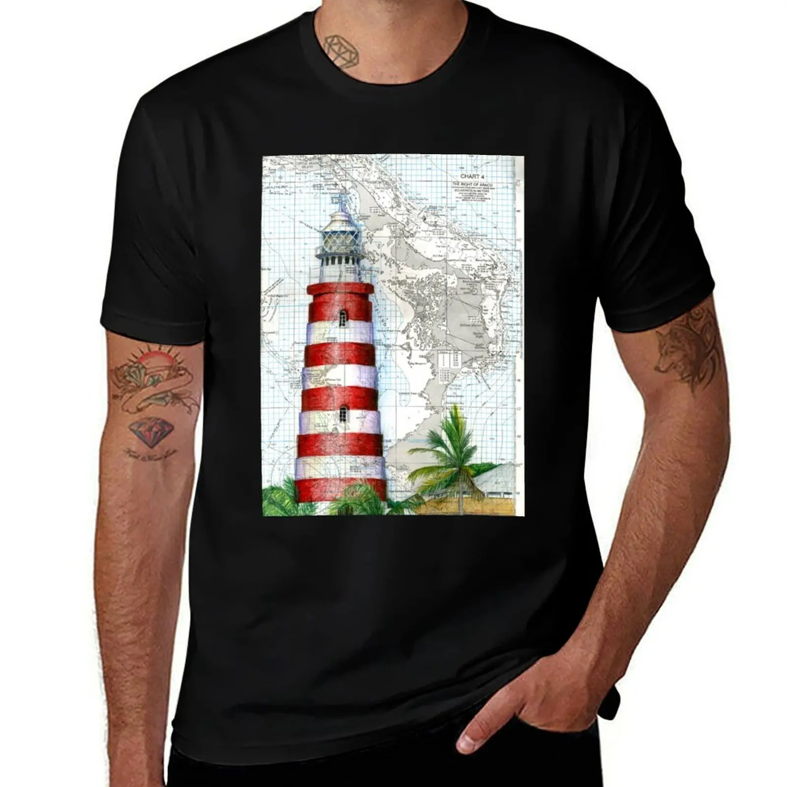 

Hope Town Lighthouse Chartwork T-Shirt man t shirt summer funny t shirts dark humor cotton t shirt man T-Shirt