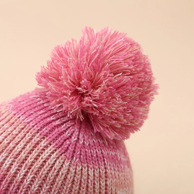 الأمازون الأطفال التدرج اللون الصوف مبطن محبوك قبعة وشاح قفازات ثلاث قطع مجموعة الشتاء الفتيان والفتيات قبعة متماسكة دافئة