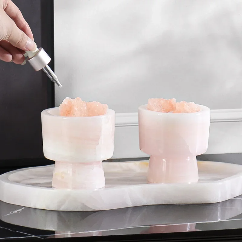 

White Onyx Natural Marble Tray for Perfume Scented Candles Decorative Luxury Stone Tray for Jewelry