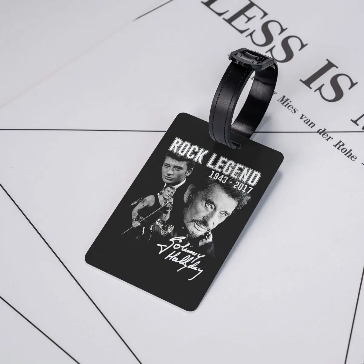 Custom Johnny Hallyday Luggage Tag With Name Card France Rock Singer Privacy Cover ID Label for Travel Bag Suitcase