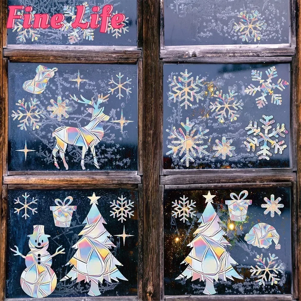 Window Stickers Colorful Anti-collision Reusable Electrostatic Adsorption Films Home Decoration Snowflake Christmas Glass Patch