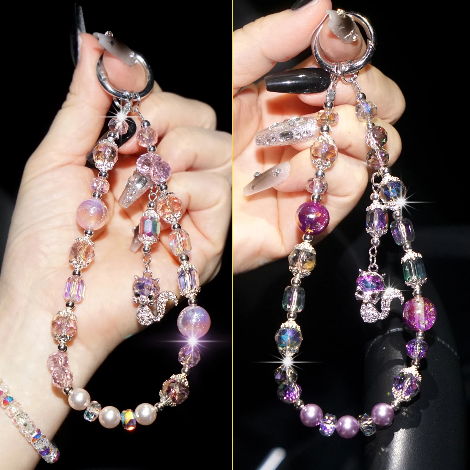 

Crystal Fox Pendant Bracelet for iPhone Hanging Rope Keychain Car Pendant Bag Hanging Chain Accessories Charm Women