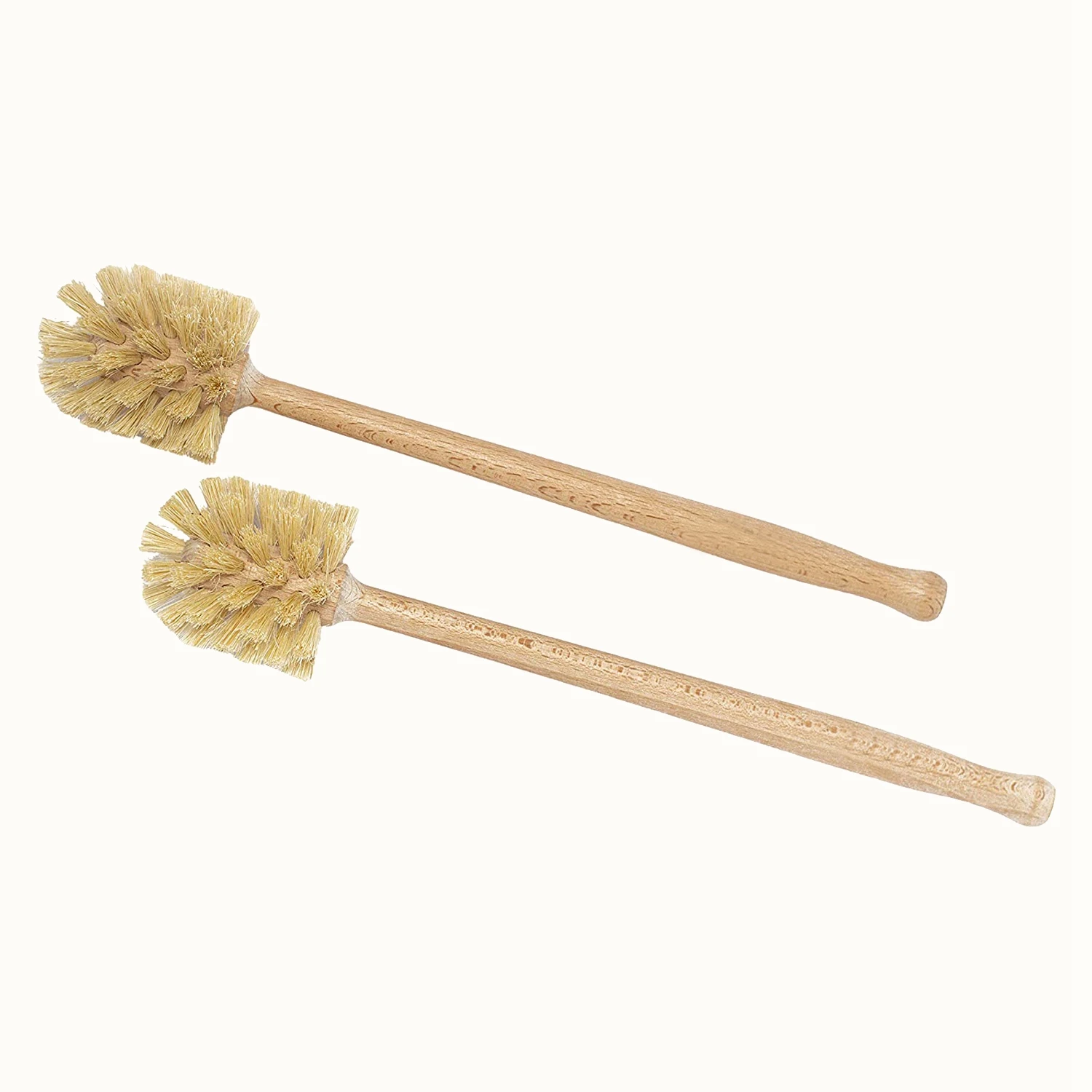 Toilet Brush 2 Pack Wood Toilet Brush Made of Beechwood Strong Hemp Bristles with 360° Cleaning Power