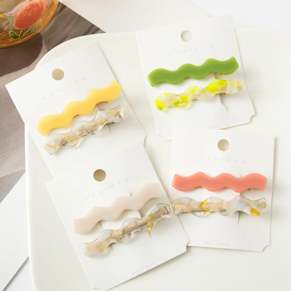 

Простые стильные заколки для волос, 2 шт., волнистые акриловые зажимы без беспокойства для женщин и девочек