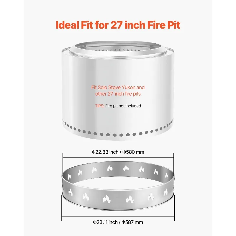 حامل حفرة النار للموقد المنفرد مقاس 27 بوصة حلقة حفرة النار التي لا يدخن