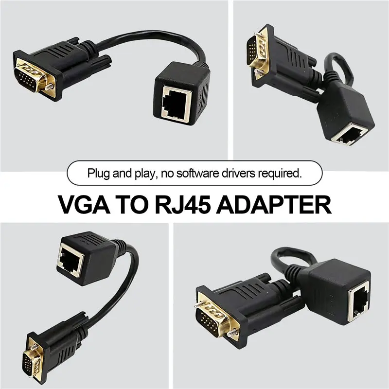 VGA To RJ45 Adapter Network Cable To VGA Network Cable Connector Monitor To Network Cable Connector VGA Extender-A27R
