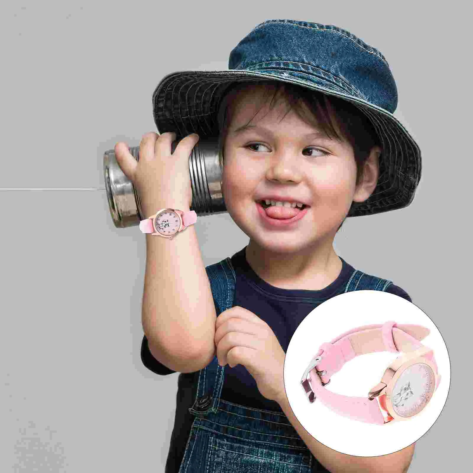 Reloj luminoso con patrón de gato para niños y niñas, pulsera electrónica de dibujos animados brillante