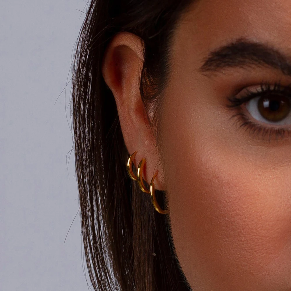 EManco-pendientes redondos minimalistas de acero inoxidable para mujer, aretes de gota geométricos, joyería de moda para fiesta, regalo