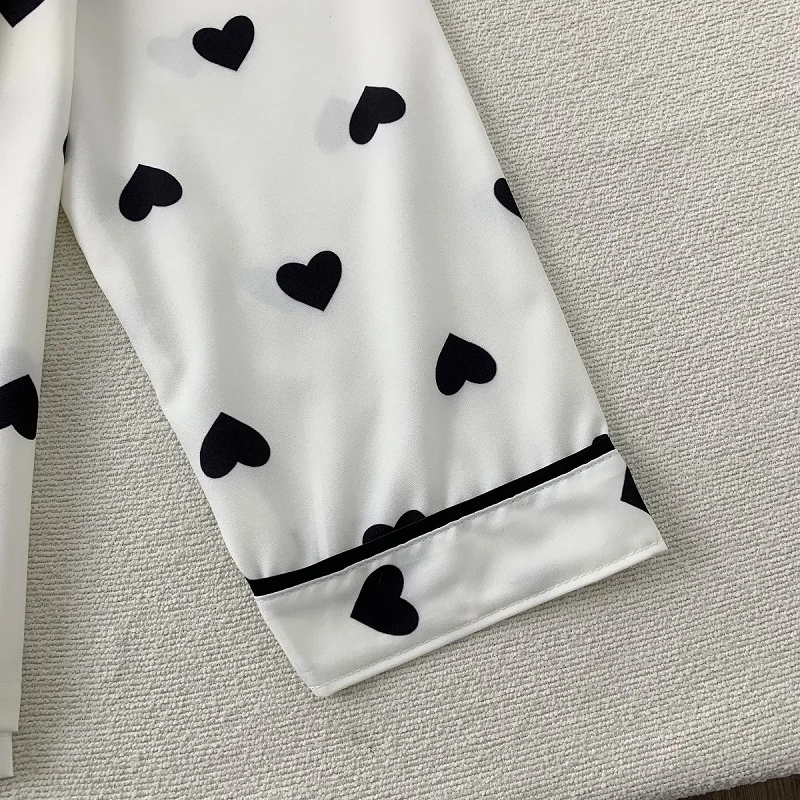 Preto amor impressão coreano moda pijamas conjunto plus size lapela pescoço estilo harajuku pijamas femininos conjunto nova primavera 2025 pijamas