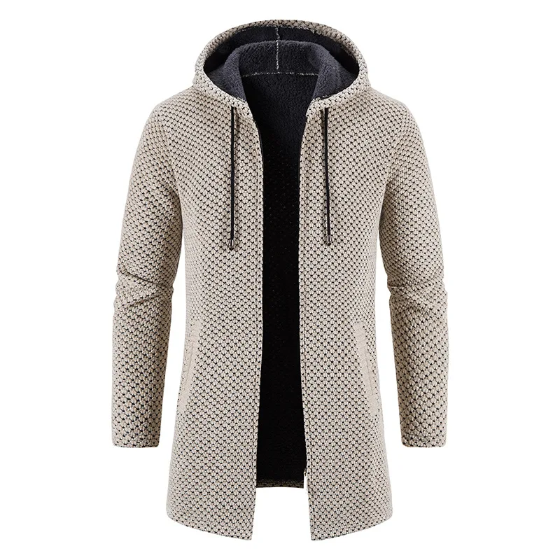 Sweater Men's Medium And Long Jacket Loose Knitted Cardigan Winter Thickened Plush Jacket Sweater Jacket