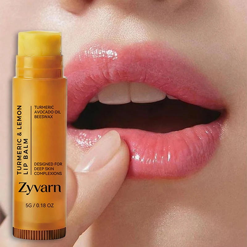 Natural Lemon Turmeric Lip Balm, Lip Deeply Nourishing Moisturizing Brightening Care,Gentle Exfoliation,Winter Anti Dry Cracking