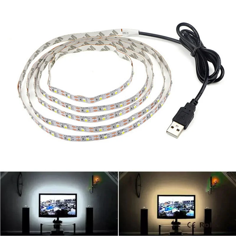 DC 5V USB LED Strips 2835 5050 White Warm White Tira LED Strip Light TV Background Lighting Tape Home Flexible Decor Lamp 1-5m