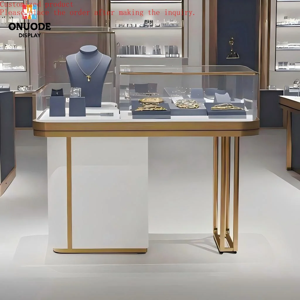 

Custom.New Fashion LED-Accented Tempered Glass Jewelry Store Display Showcase Elegant Showroom Display Case Table