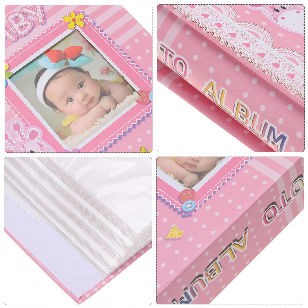 

Children Growth Memory Photo Album 6 Inch Diy Baby Picture Storage Book Pink Clear Page Holder For Newborn